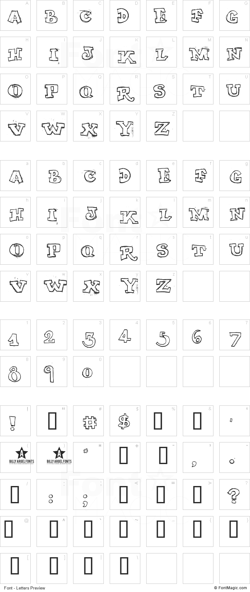 My Turtle Font - All Latters Preview Chart